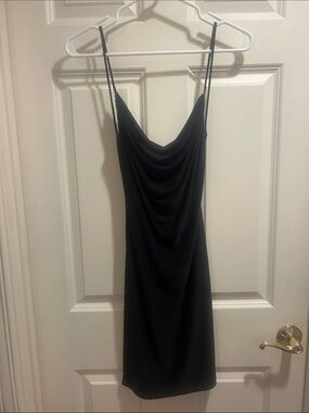 21 Saints Black Cowl Neck Slip Dress with Open Back